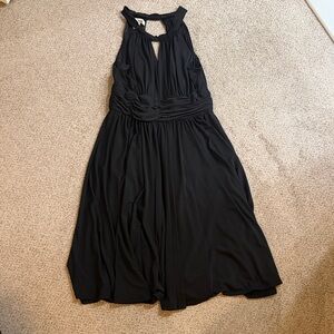 White House Market High Neck Key Hole MIDI Black Dress Size 4